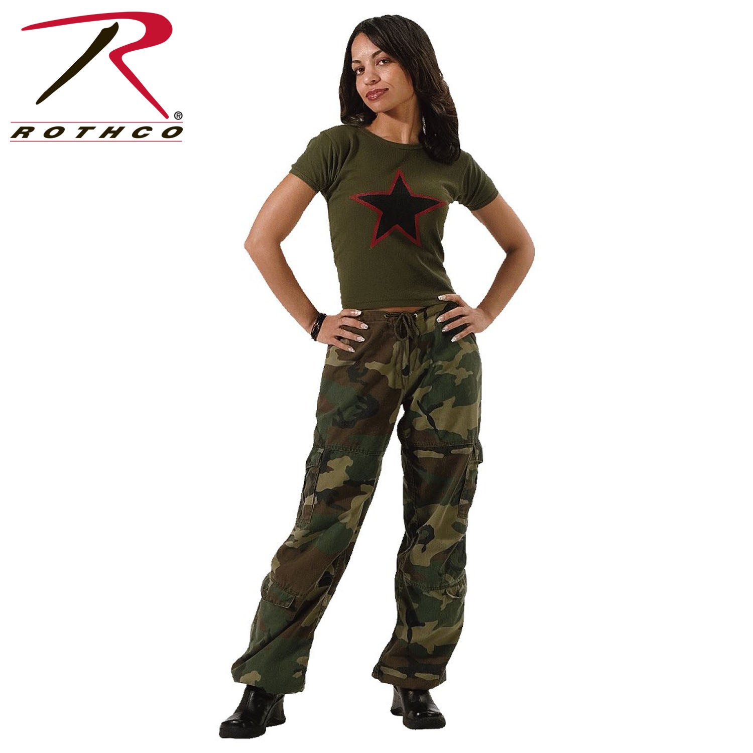 Rothco Womens Vintage Paratrooper Fatigue Pants in Woodland Camo Size M