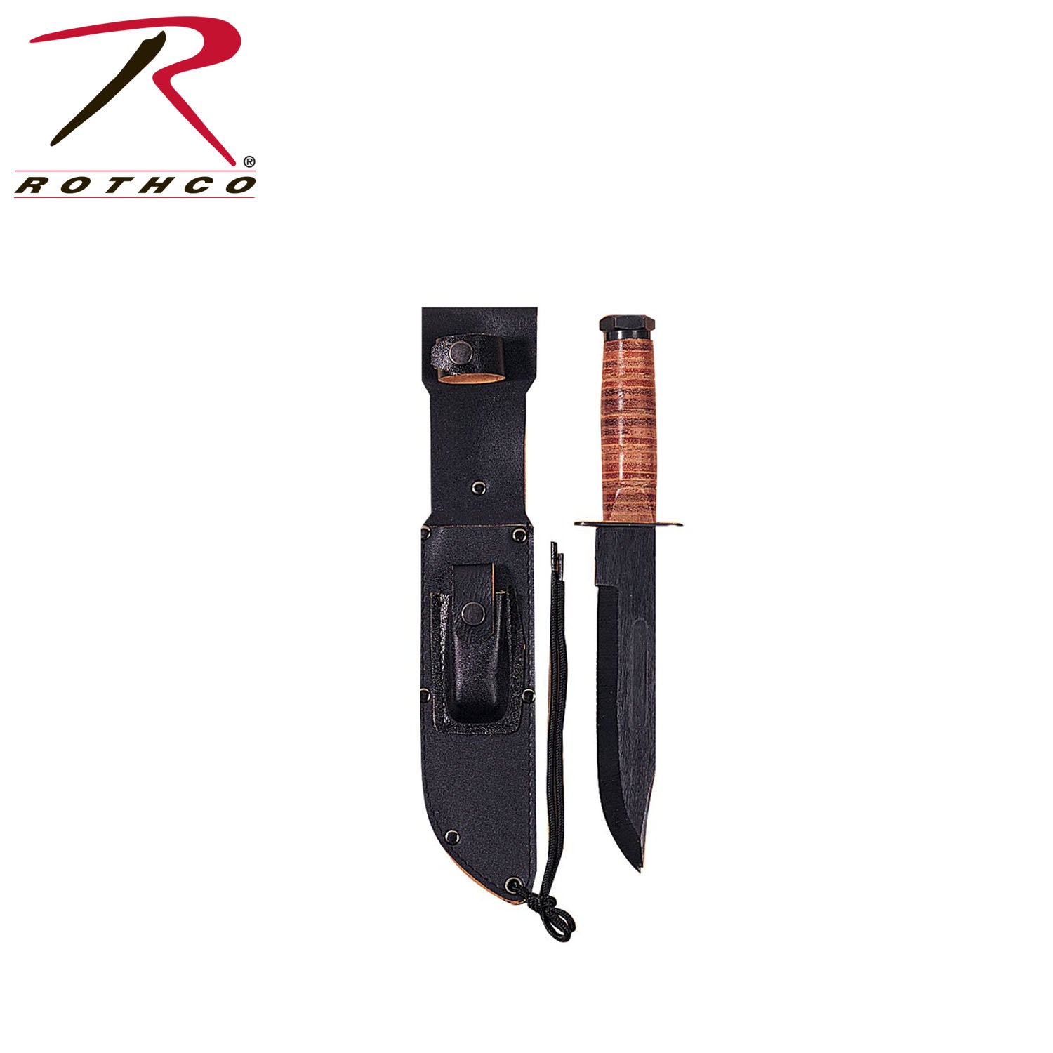 Rothco Military Fighting Utility Knife with Leather Handle - Part Number 3261