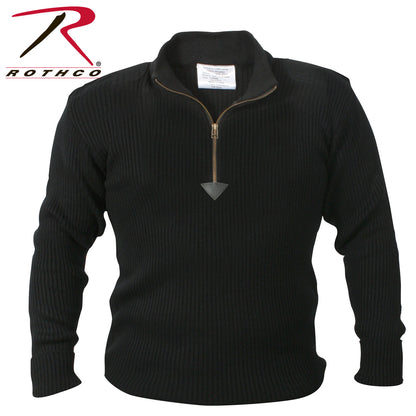 Rothco Quarter Zip Acrylic Commando Sweater Black Size Large
