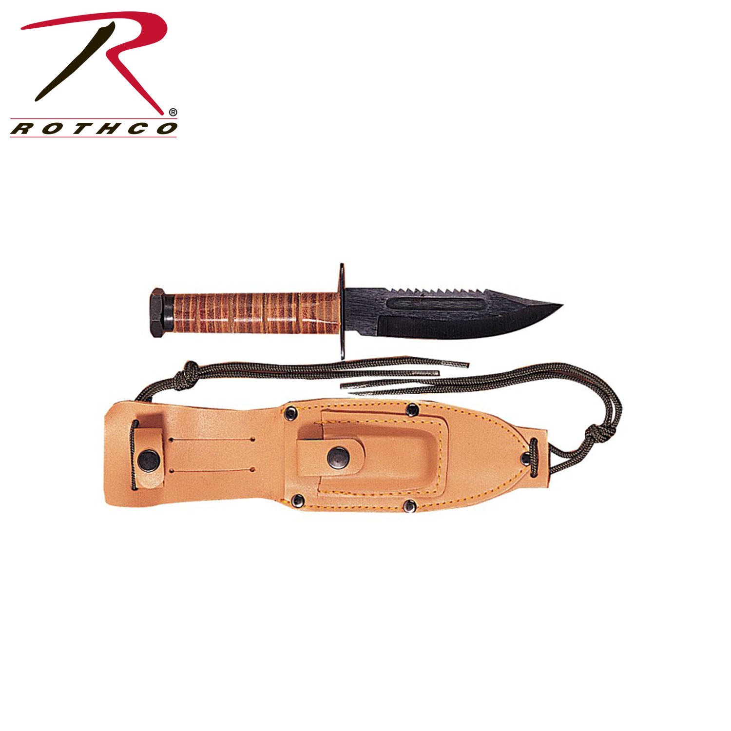 Rothco GI Style Pilot's Survival Knife with Leather Sheath and Sharpening Stone