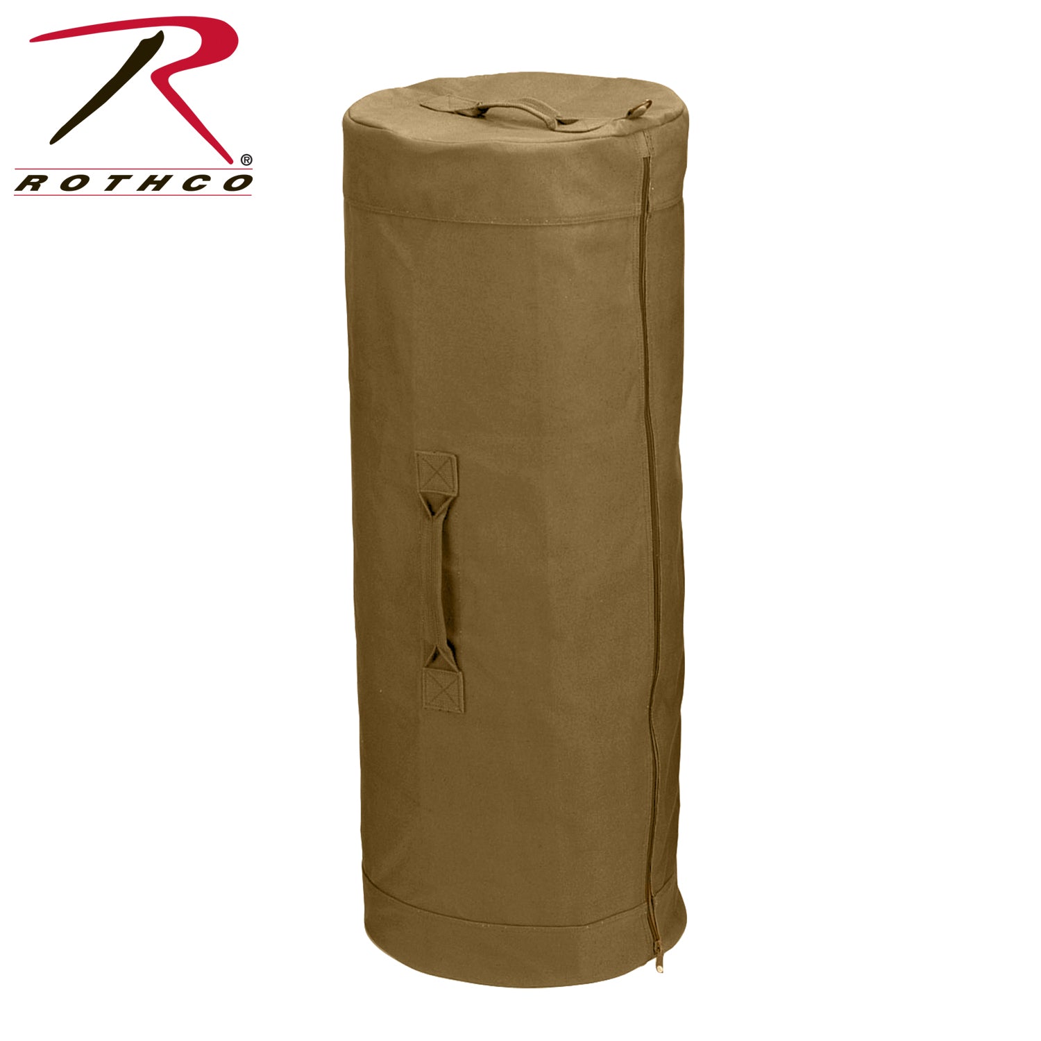 Rothco Canvas Duffle Bag with Side Zipper, Coyote Brown, 25 x 42 inches