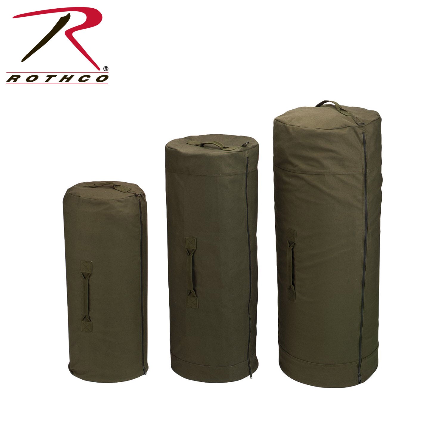 Rothco Canvas Duffle Bag with Side Zipper in Olive Drab – Size 30" x 50"