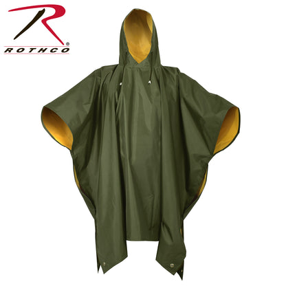 Rothco Reversible PVC Poncho Olive Drab - Heavy-Gauge Waterproof Rain Gear