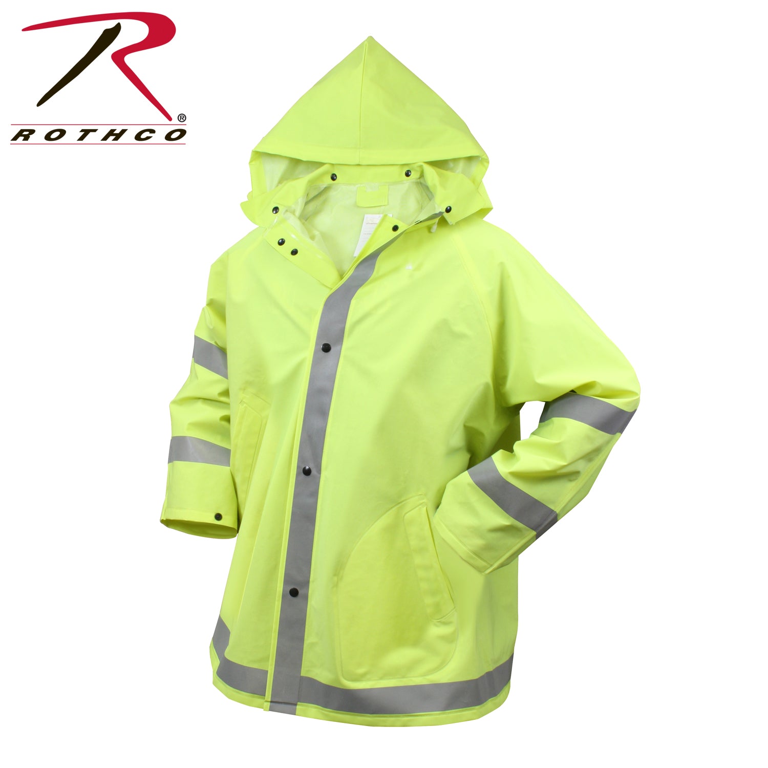 Rothco Safety Reflective Rain Jacket Size Small - High Visibility Waterproof Outerwear