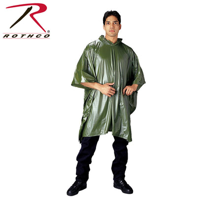 Rothco Waterproof Vinyl Rain Poncho Olive Drab Part Number 3682-OD