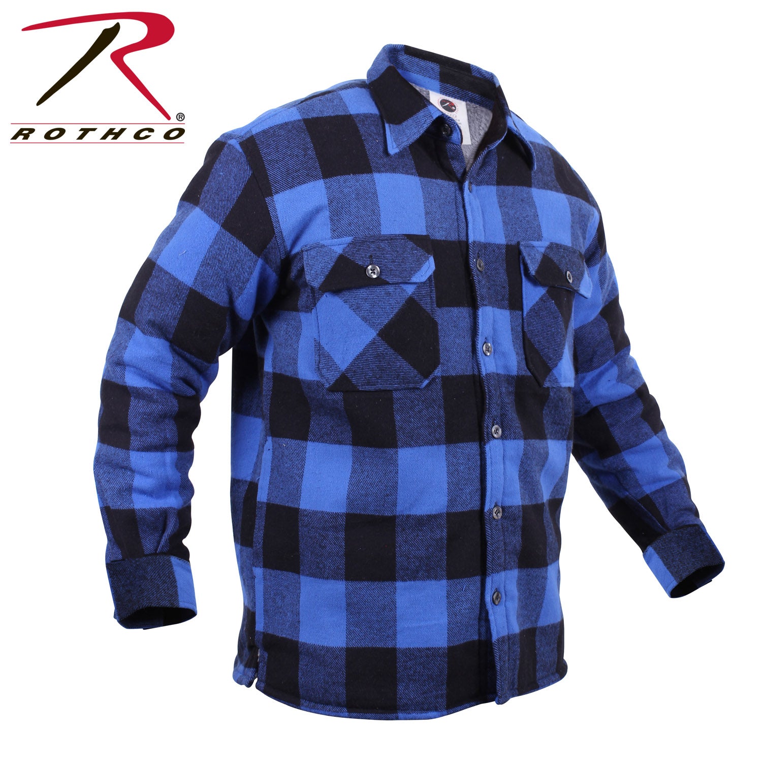 Rothco Extra Heavyweight Buffalo Plaid Sherpa Lined Flannel Shirt for Cold Weather – Size L, Blue Plaid