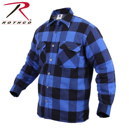Rothco Extra Heavyweight Buffalo Plaid Sherpa Lined Flannel Shirt for Cold Weather – Size L, Blue Plaid