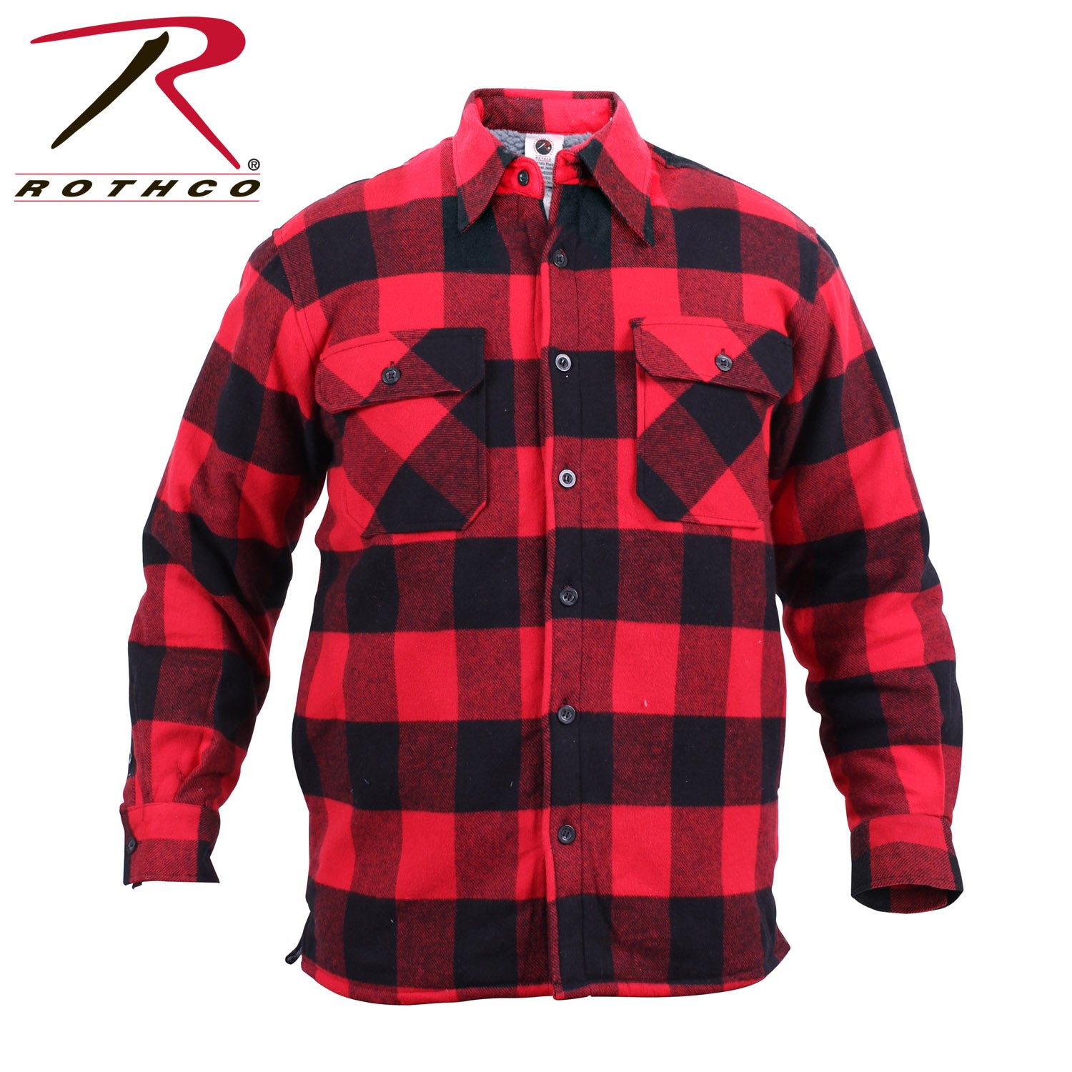 Rothco Extra Heavyweight Buffalo Plaid Sherpa Lined Flannel Shirt for Men - Size L, Red Plaid
