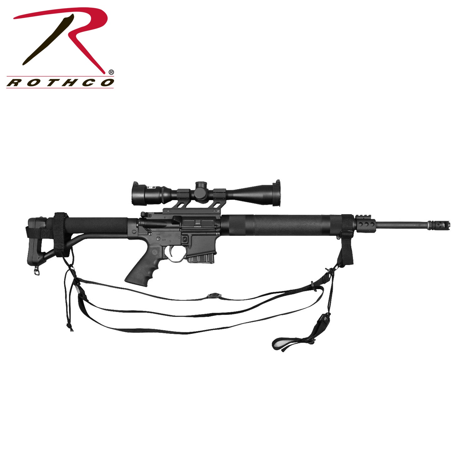 Rothco Military 3-Point Rifle Sling Black - Adjustable Tactical Gun Strap for Secure Carry