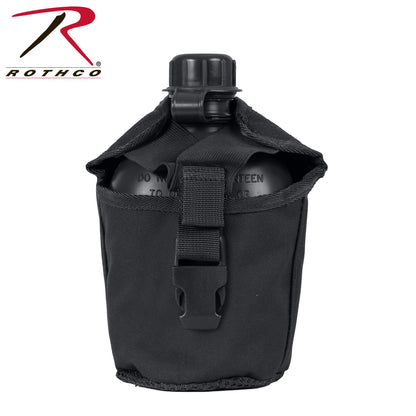 Rothco MOLLE Compatible 1 Quart Canteen Pouch in Black - Durable Tactical Hydration Gear