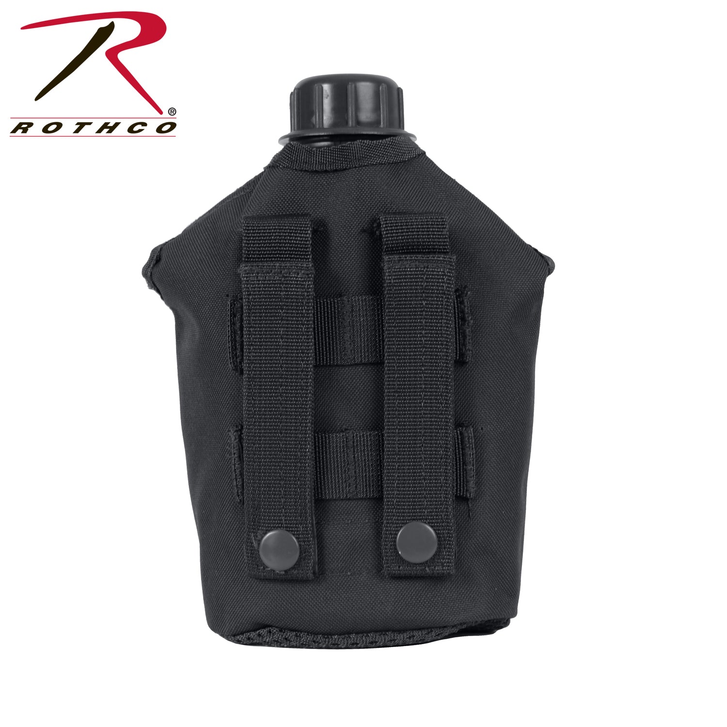 Rothco MOLLE Compatible 1 Quart Canteen Pouch in Black - Durable Tactical Hydration Gear