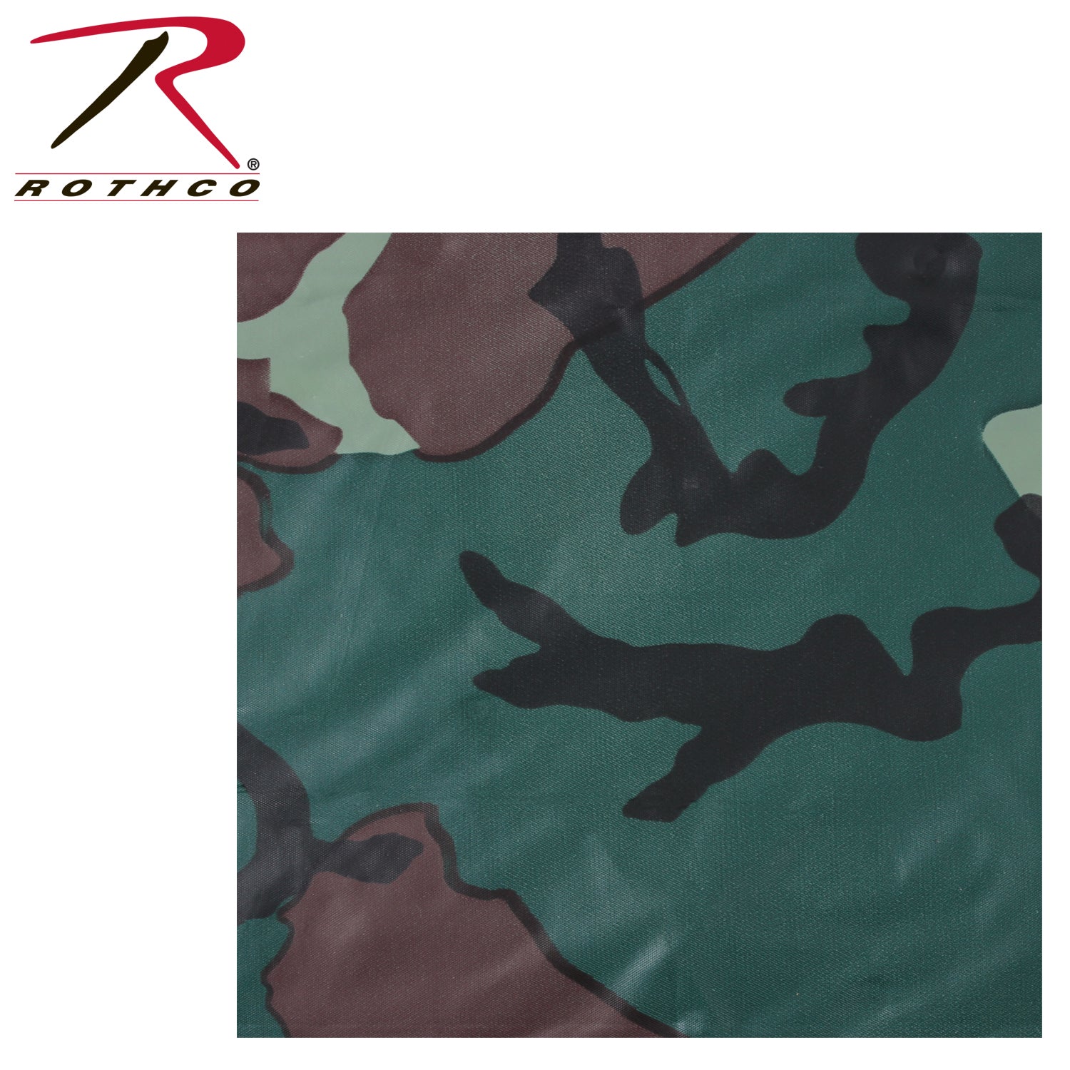 Rothco Woodland Camo Waterproof Vinyl Rain Poncho with Hood and Side Snap Closure