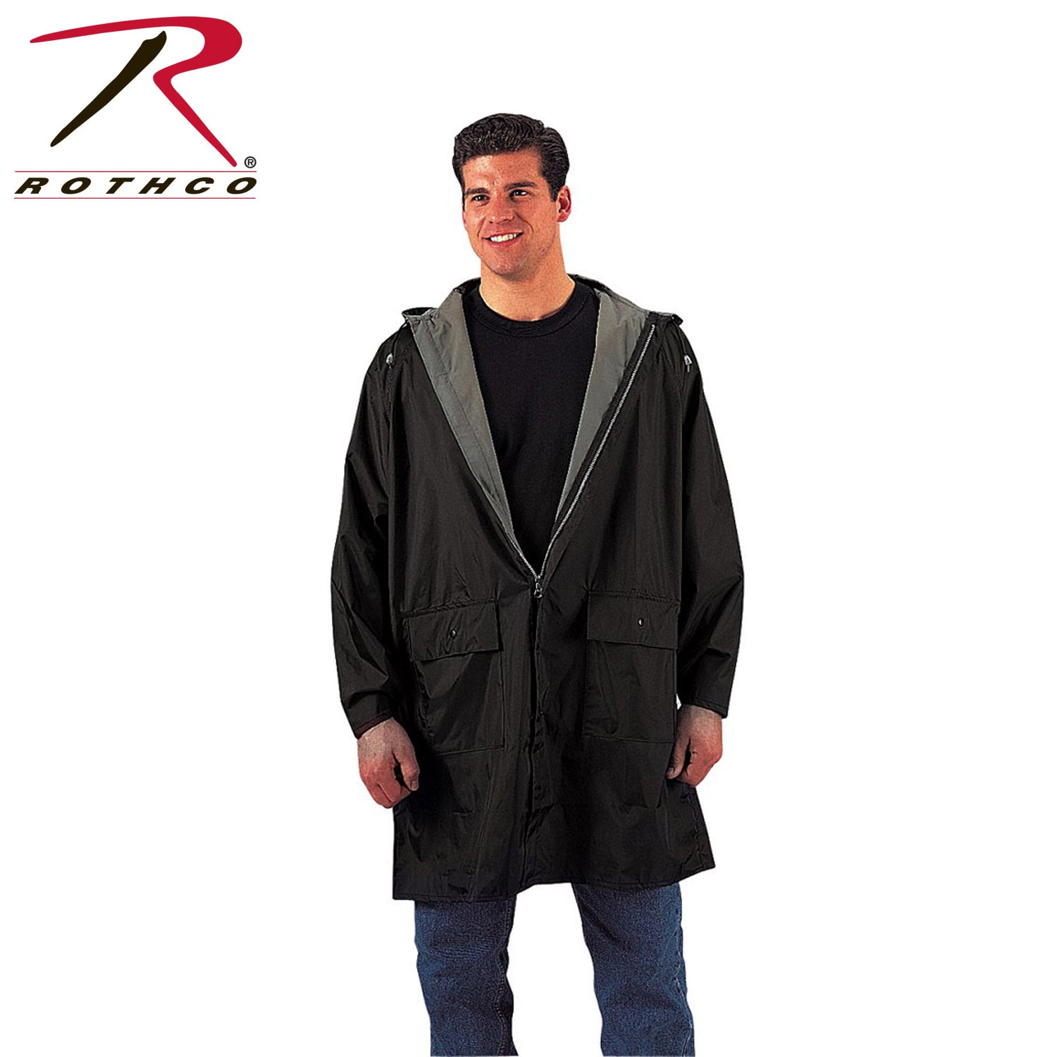 Rothco Reversible 3/4 Length Rain Parka XL in Black and Olive Drab