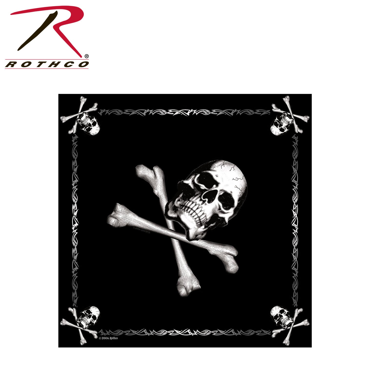 Rothco Skull Jolly Roger Bandana - 22 x 22 inches, Cotton, Versatile Headwear and Facemask