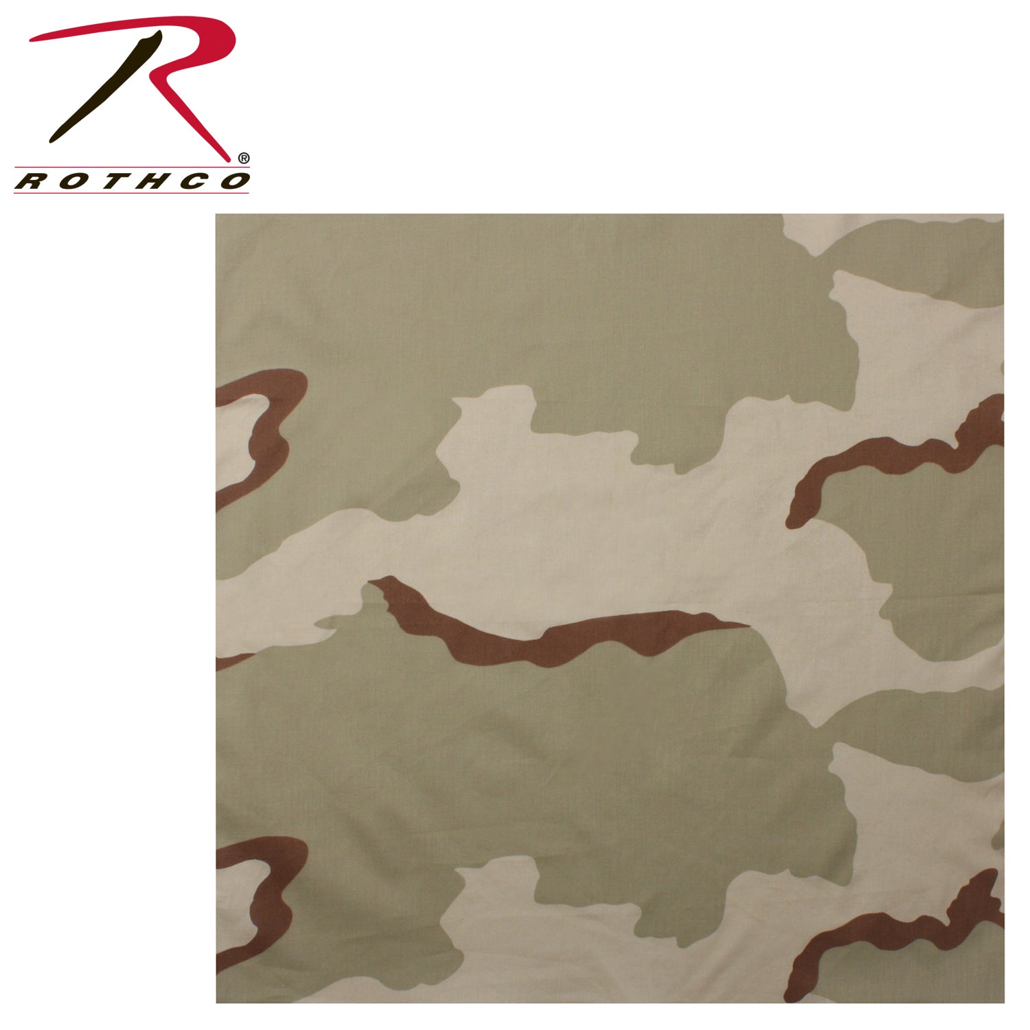 Rothco Classic Camo Bandana Tri-Color Desert Camo - Versatile 22-Inch Cotton Headwear and Accessory