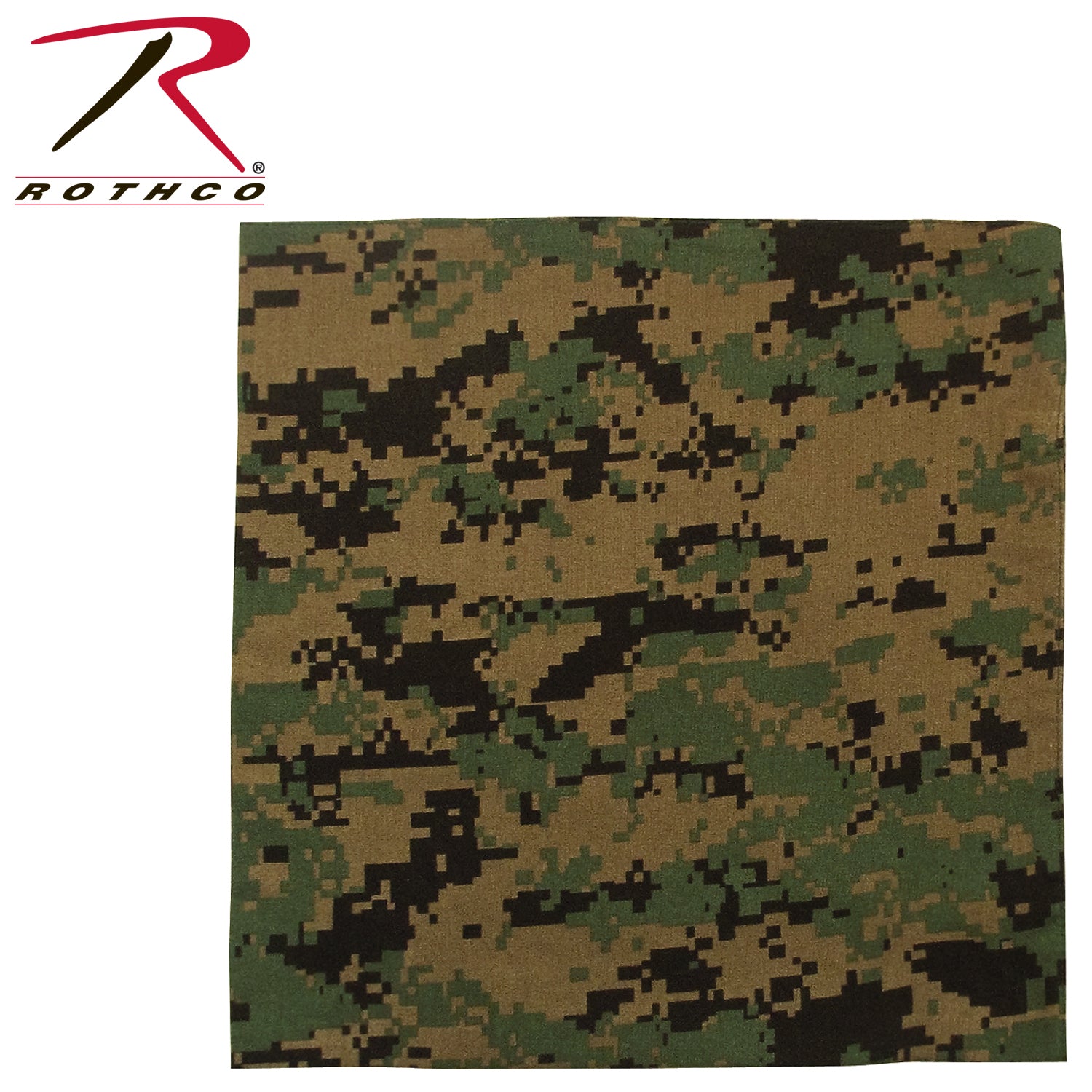 Rothco Digital Camo Bandana Woodland Digital Camo - Versatile 22x22 Inch Headwear and Accessory
