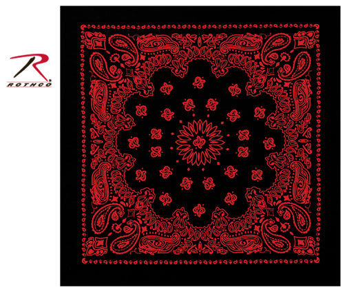 Rothco Trainmen Paisley Bandana 22 x 22 inches Black and Red