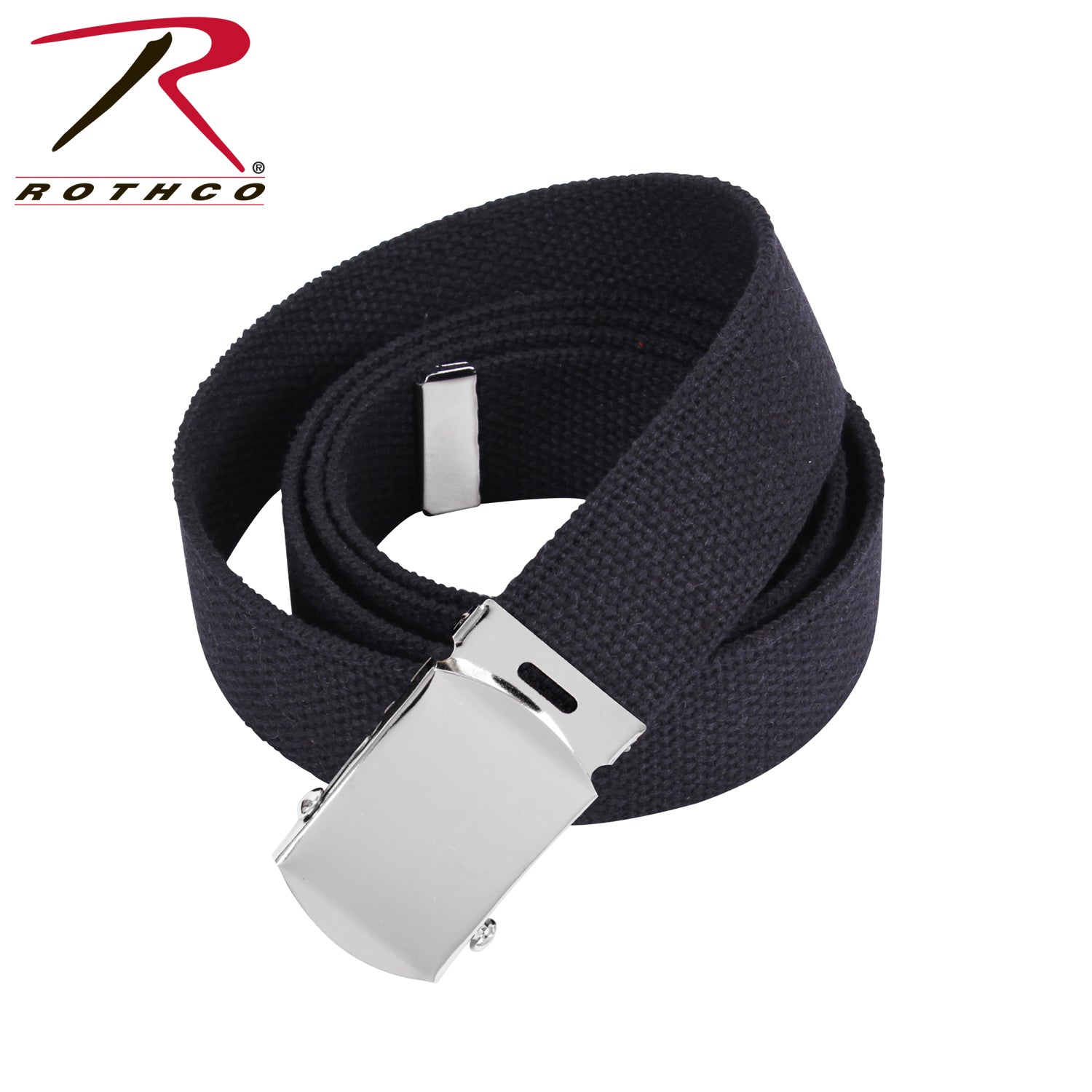 Rothco Web Belts - 54-Inch Adjustable Black Cotton Canvas with Chrome Buckle