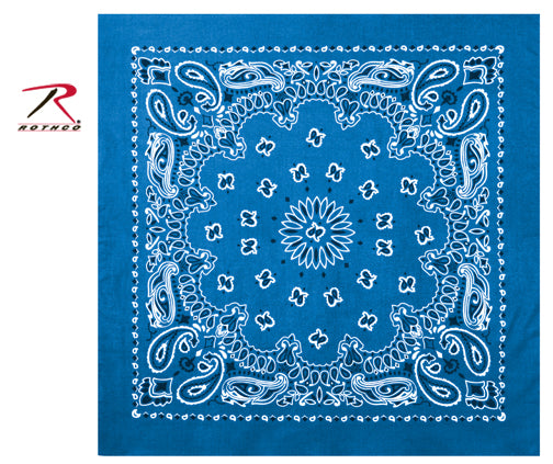 Rothco Trainmen Paisley Bandana - 22 inch Royal Blue Cotton Square
