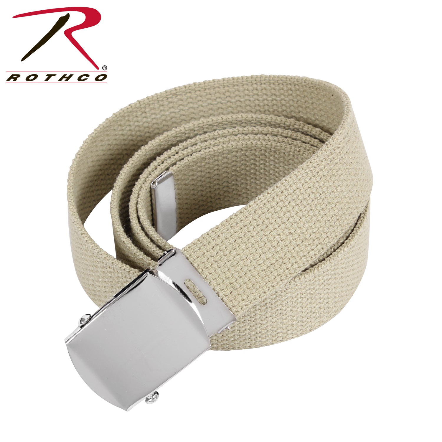 Rothco Web Belts 54 Inches Long in Khaki with Chrome Buckle