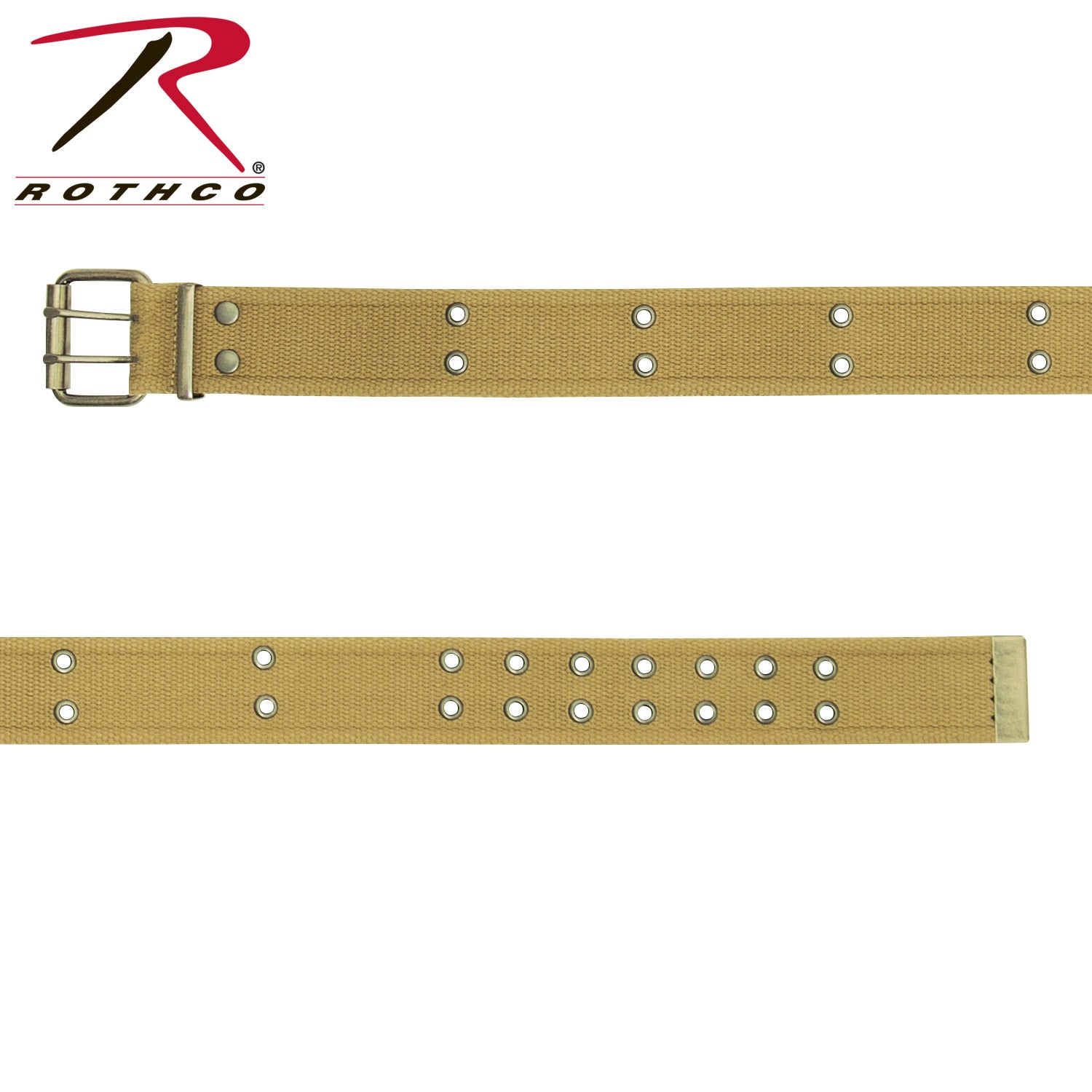 Rothco Vintage Double Prong Buckle Belt in Khaki, Size Small – Durable Washed Cotton Casual Belt