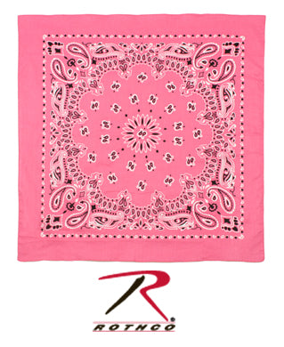 Rothco Trainmen Paisley Bandana - 22 inch Pink Cotton Square