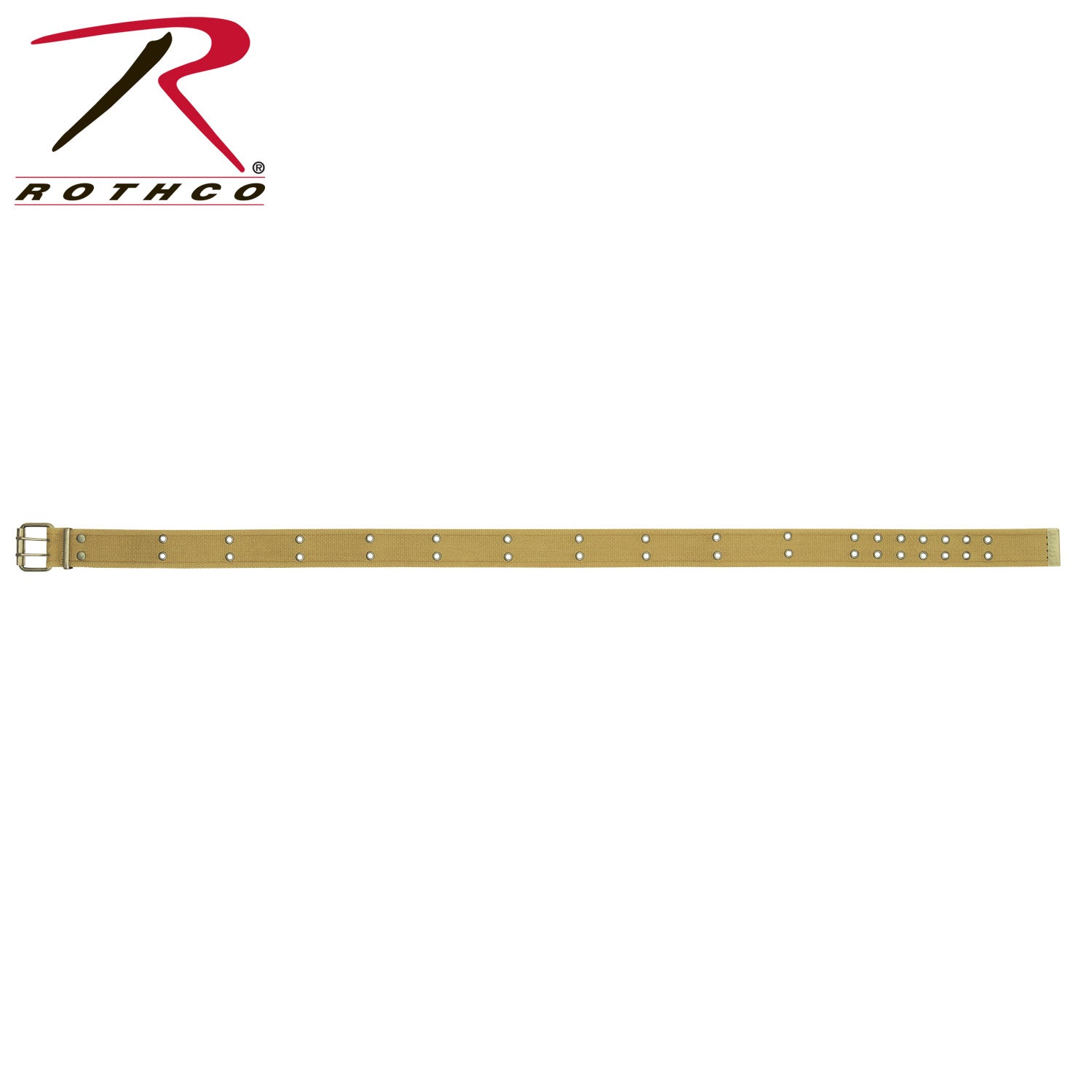 Rothco Vintage Double Prong Buckle Belt in Khaki, Size M - Durable Washed Cotton Strap