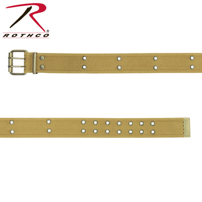 Rothco Vintage Double Prong Buckle Belt in Khaki, Size M - Durable Washed Cotton Strap