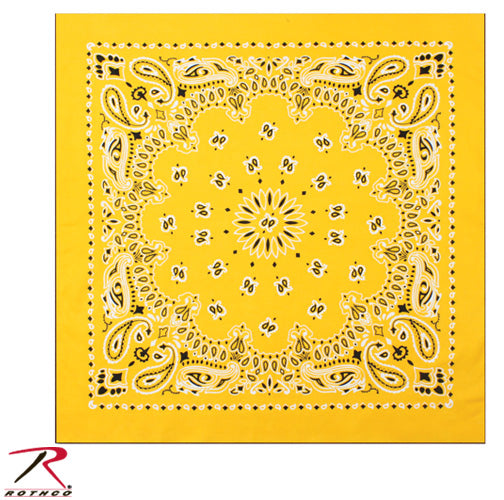 Rothco Trainmen Paisley Bandana - 22 inch Yellow Cotton Square