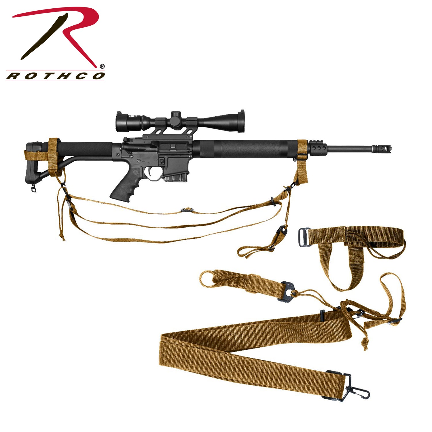 Rothco Military 3-Point Rifle Sling in Coyote Brown – Part Number 4077