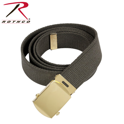 Rothco Military Web Belt - 64 Inches Long Olive Drab with Gold Buckle