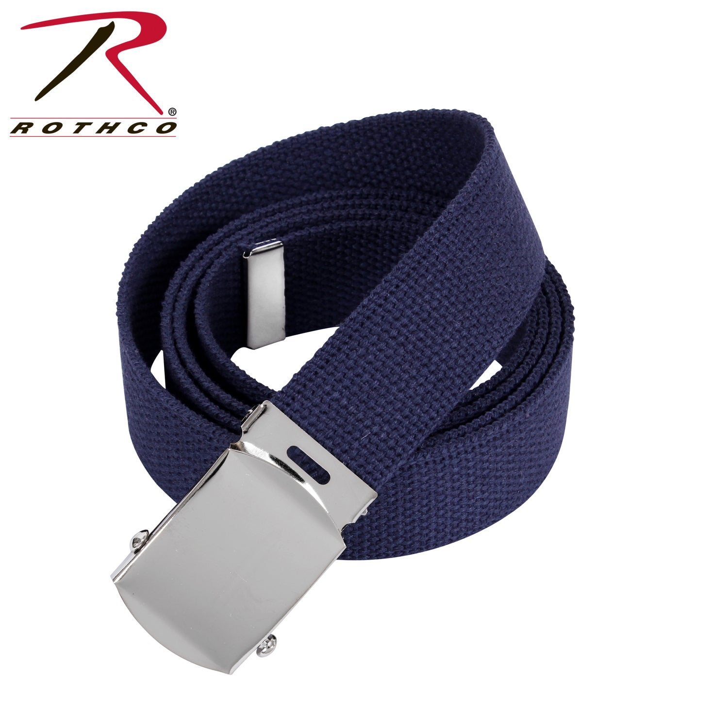 Rothco Military Web Belt - 64 Inch Navy Blue with Chrome Buckle, Part #4264-NBCR