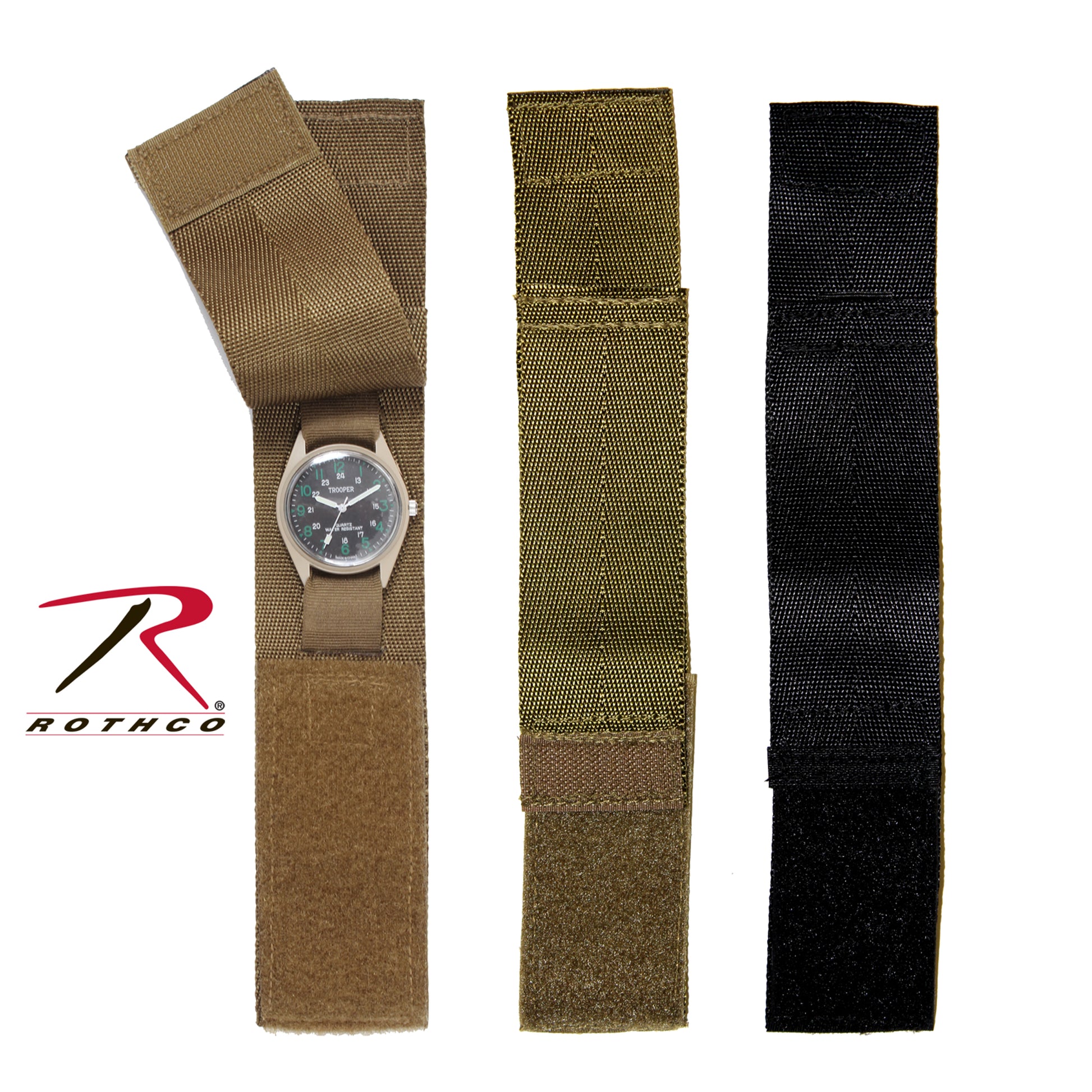 Rothco Commando Watchband Black – Durable Nylon Outdoor Watch Strap with Glare Reduction