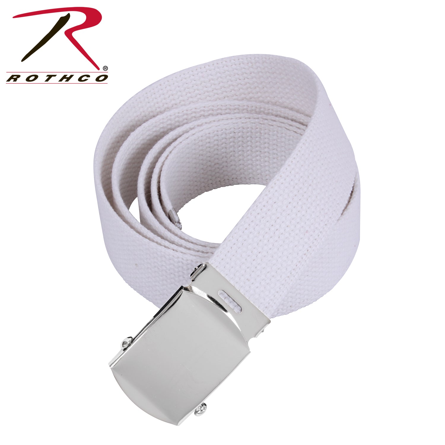 Rothco Web Belt - 44 Inch Adjustable White Cotton Canvas with Chrome Buckle - Part Number 4177-WTCR