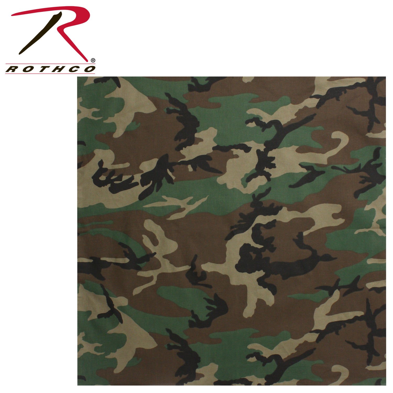 Rothco Classic Camo Bandana in Woodland Camo – Versatile 22 x 22 Inch Cotton Accessory