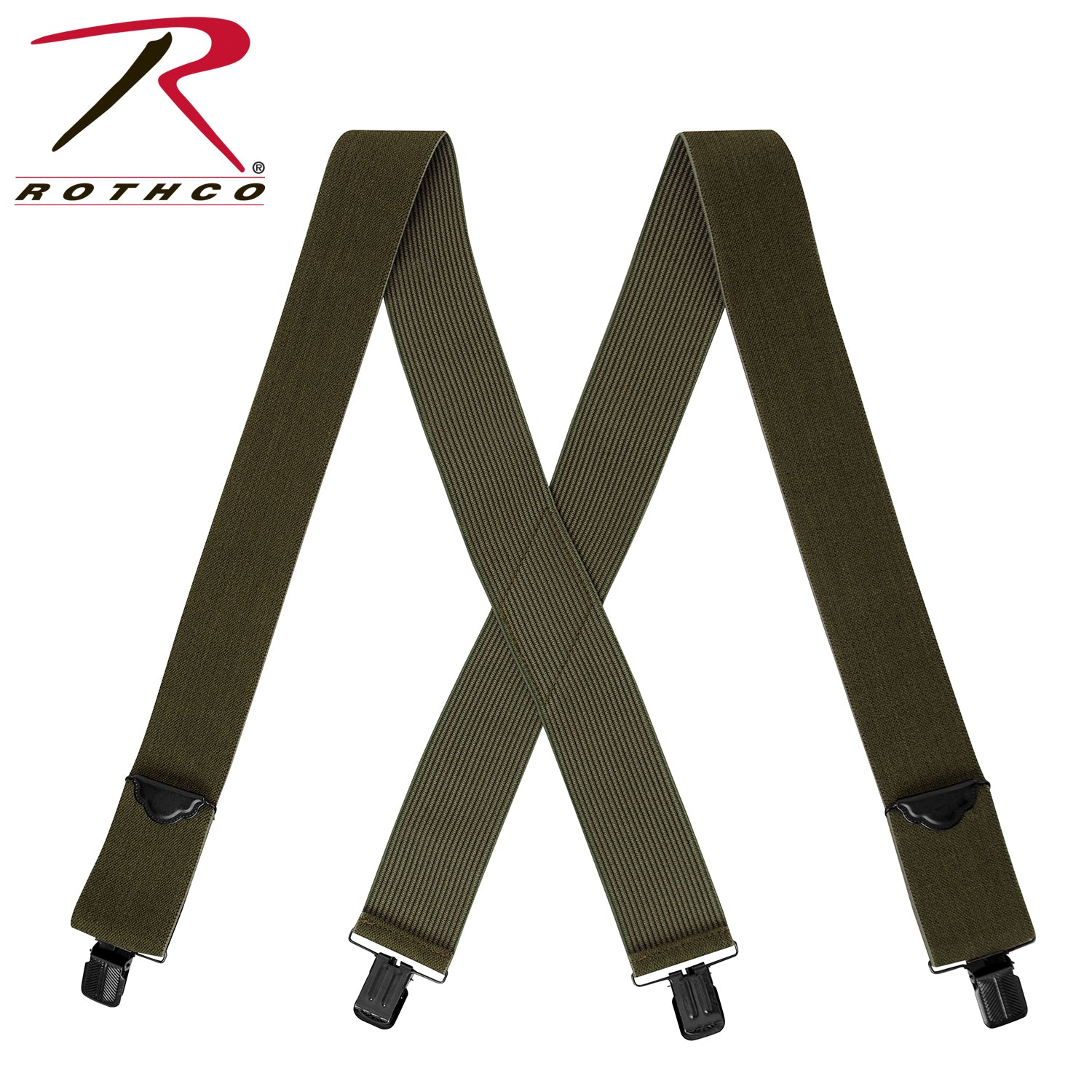 Rothco Adjustable Elastic X-Back Pant Suspenders Olive Drab Part 4199