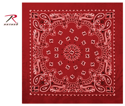 Rothco Trainmen Paisley Bandana - 22 Inch Red and White Cotton Headwear and Accessories