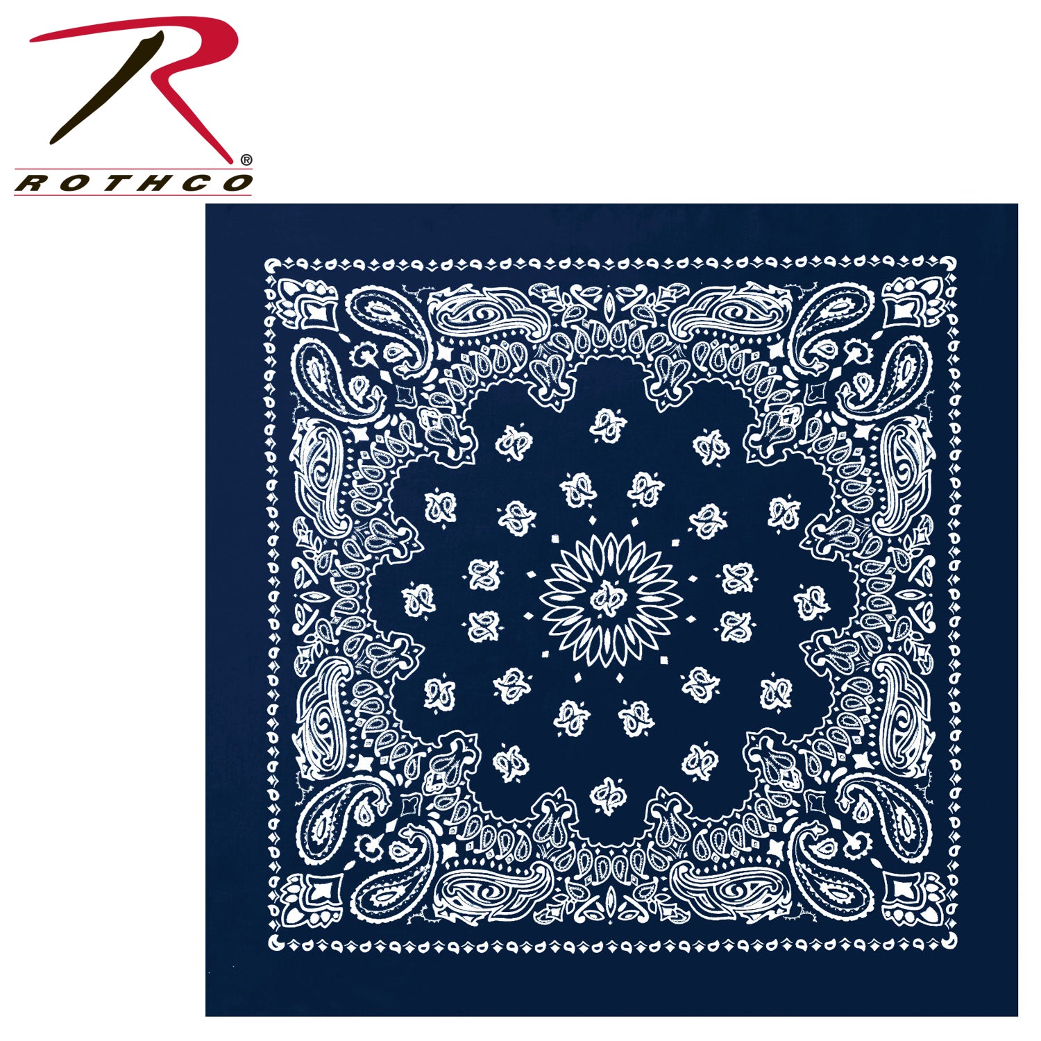 Rothco Trainmen Paisley Bandana - 22 inch Navy Blue Cotton Square