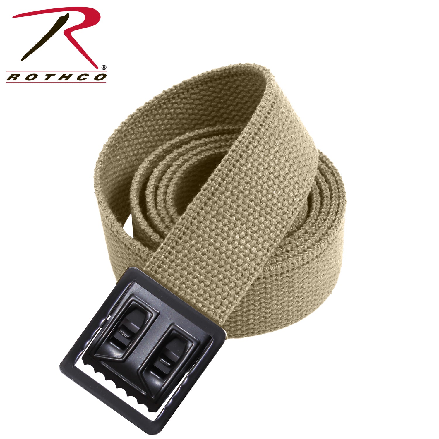 Rothco Military Web Belt with Open Face Buckle in Khaki, Part No. 4292-KHBK