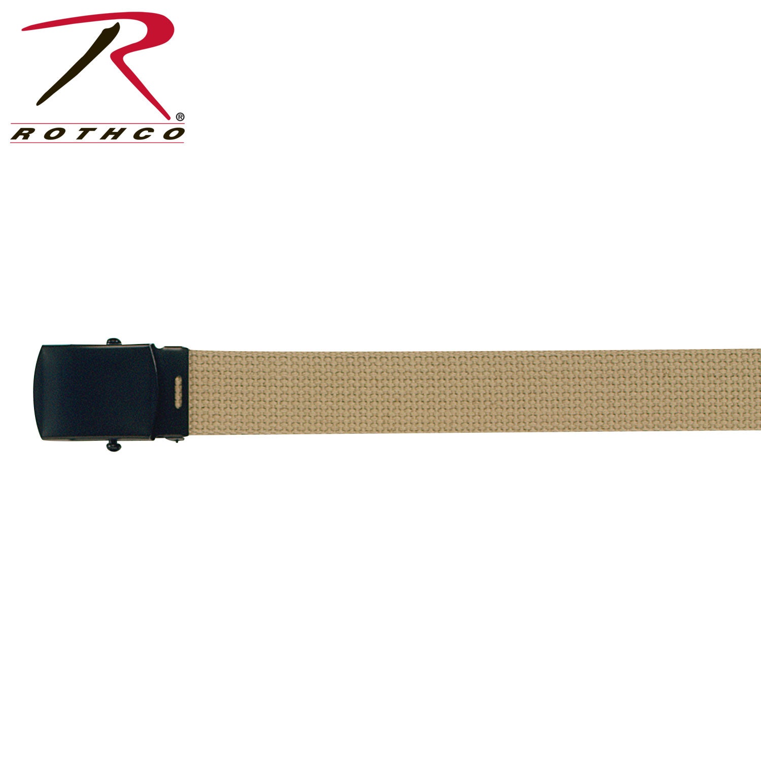 Rothco Web Belt with Buckle in Khaki, 44 Inches – Durable 100% Cotton Adjustable Belt