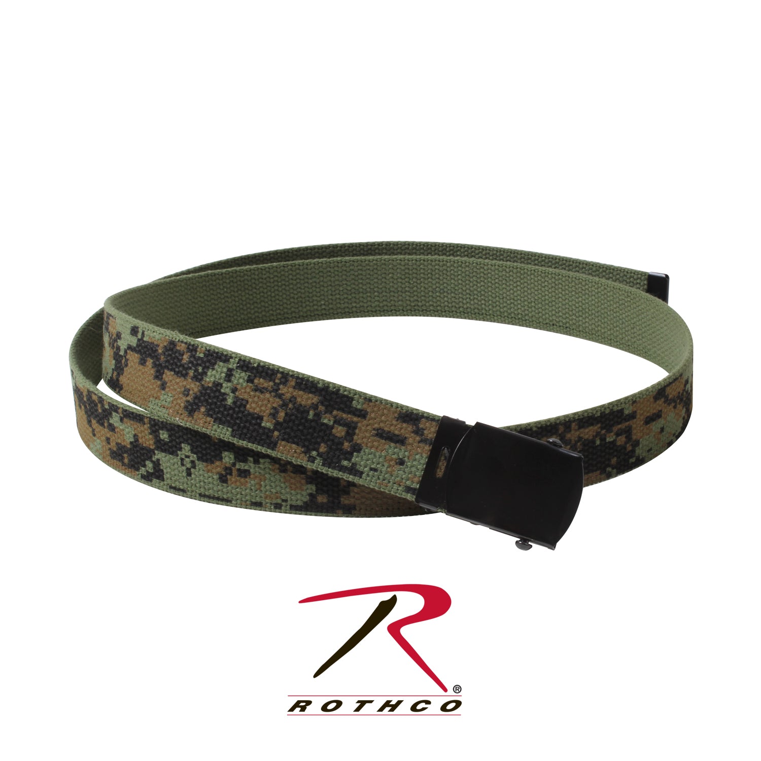 Rothco Camo Reversible Web Belt – Woodland Digital and Olive Drab