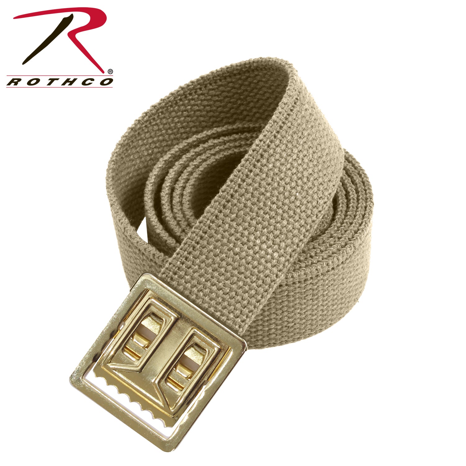 Rothco Military Web Belt with Open Face Buckle in Khaki – 54 Inch Adjustable Webbing