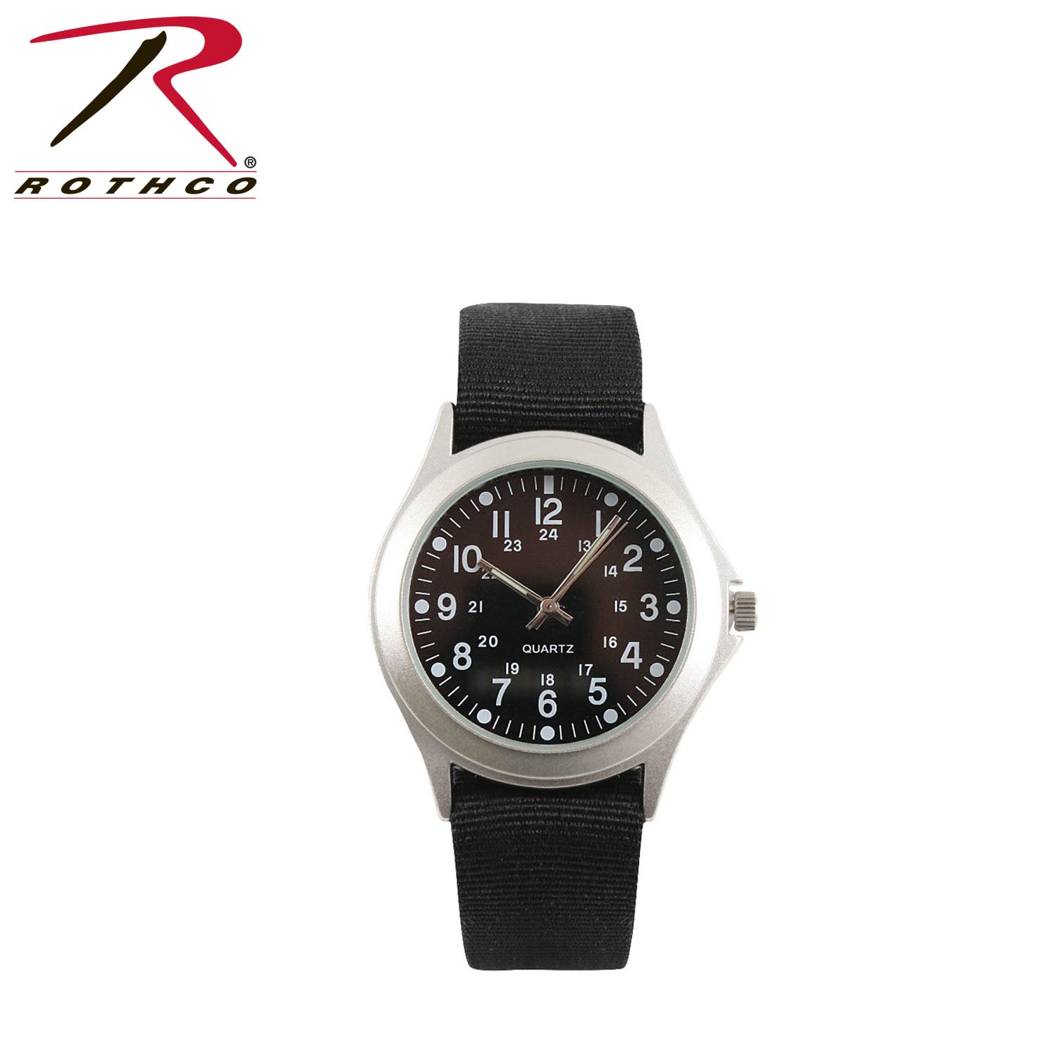 Rothco Military Style Quartz Watch Black - Water-Resistant Outdoor Timepiece