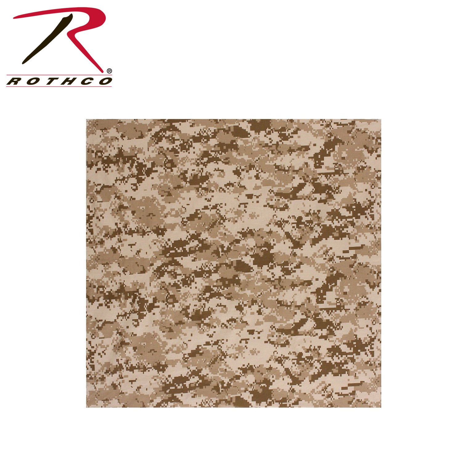 Rothco Large Digital Camo Bandana in Desert Digital Camo – Multi-purpose 27x27 Inch Cotton Headwear