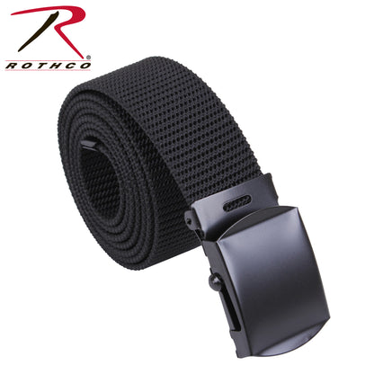 Rothco Nylon Web Belt - Black Webbing, Adjustable for 44-Inch Waist