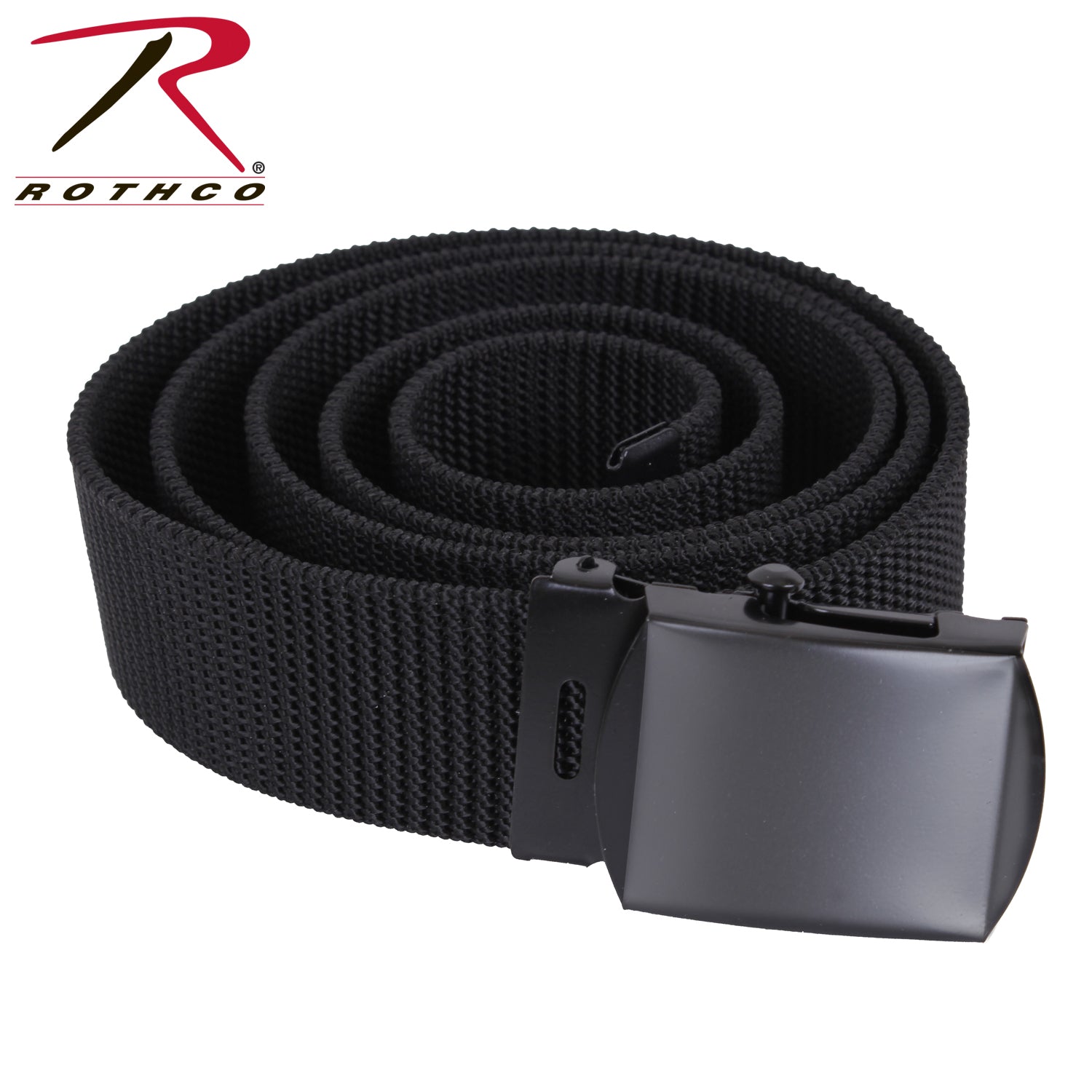 Rothco Nylon Web Belt - Black Webbing, Adjustable for 44-Inch Waist