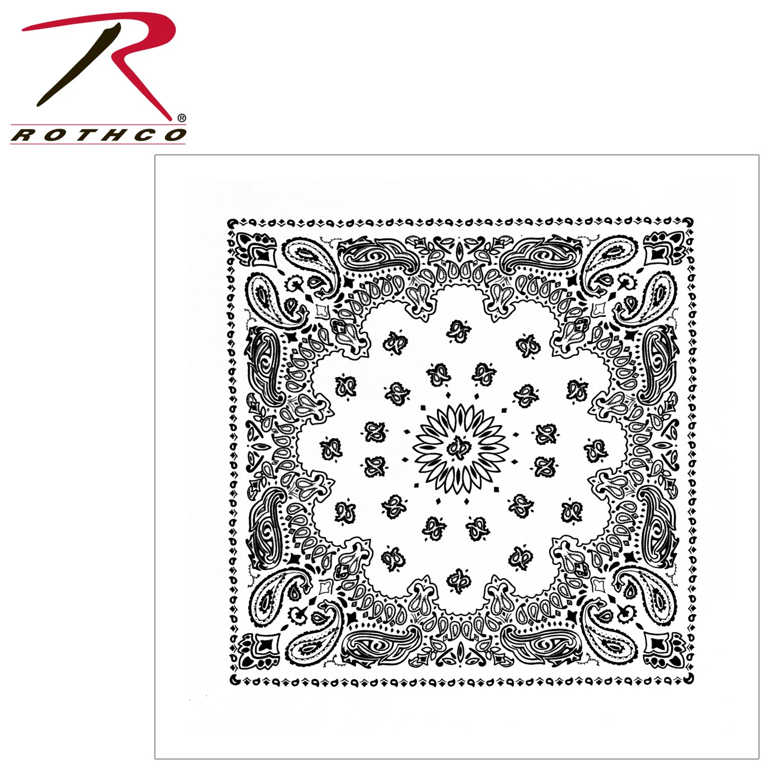 Rothco Trainmen Paisley Bandana – Extra-Large 27” x 27” in White