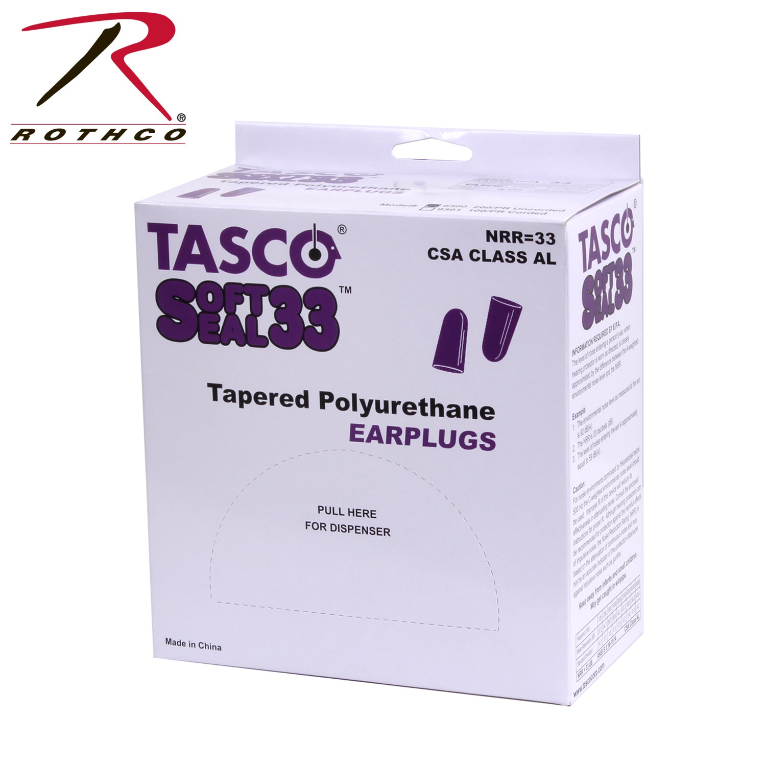 Rothco Non-Corded Earplugs Model 4715 – Noise Reduction Rating 33, Soft Foam, Tapered Fit, 200 Pairs