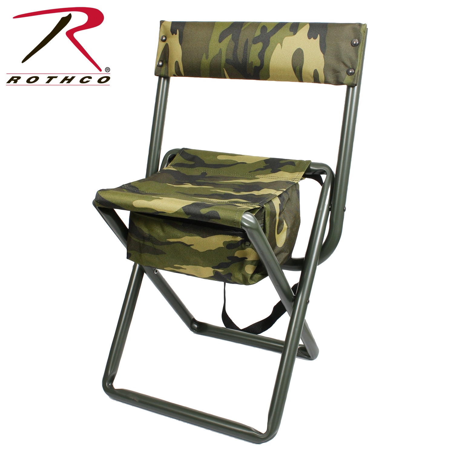 Rothco Deluxe Folding Stool with Pouch - Woodland Camo Part 4578-WC