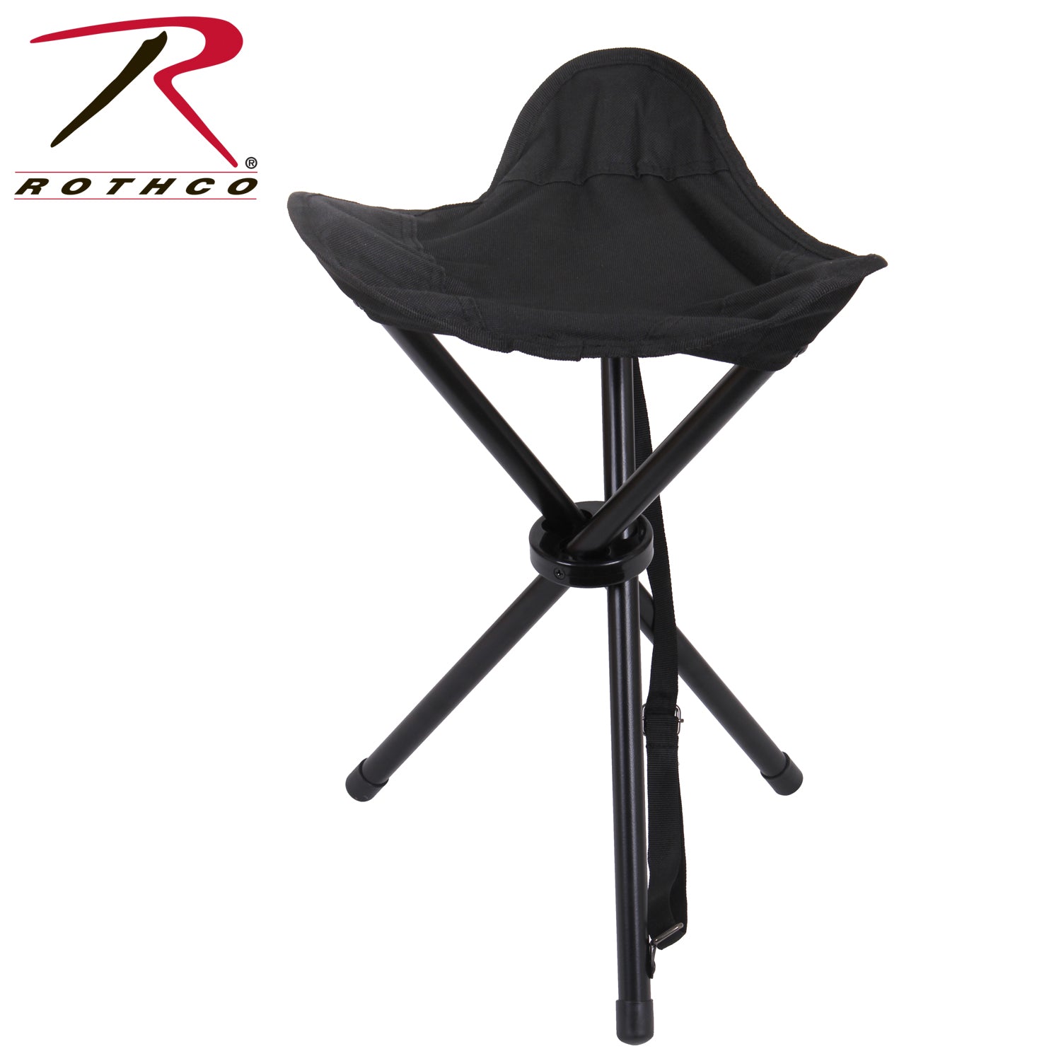 Rothco Collapsible Stool with Carry Strap – Black, Part Number 4584